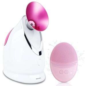 EZBASICS Facial Steamer Bundled with Facial Cleansing Brush Pink